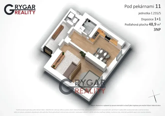 Prodej bytu 1+1, Praha - Vysočany, Pod pekárnami, 49 m2