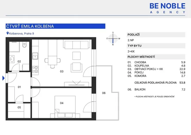 Pronájem bytu 2+kk, Praha - Vysočany, Fafkových, 54 m2