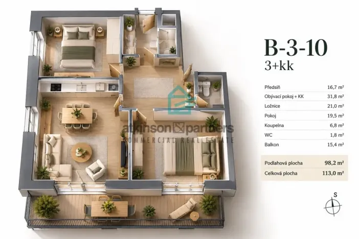 Prodej bytu 3+kk, Hluboká nad Vltavou, Masarykova, 98 m2