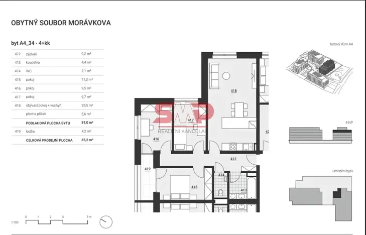 Prodej bytu 4+kk, Vyškov, Morávkova, 81 m2