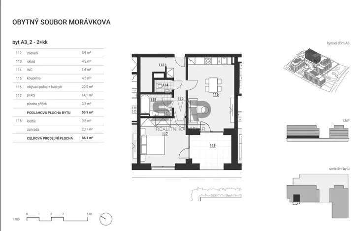 Prodej bytu 2+kk, Vyškov, Morávkova, 55 m2