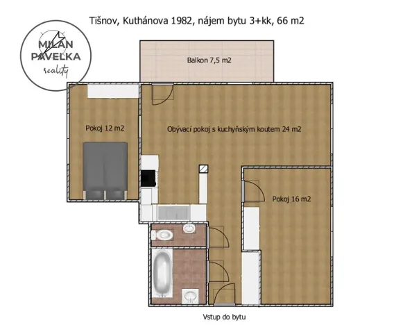 Pronájem bytu 3+kk, Tišnov, Kuthanova, 66 m2