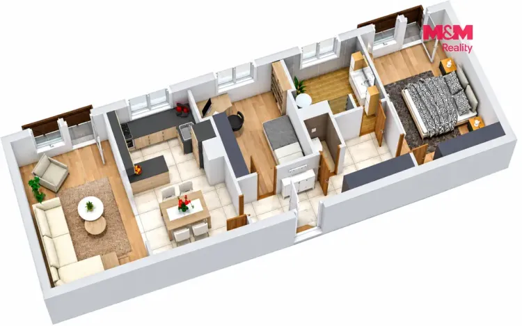 Pronájem bytu 3+1, Milovice - Mladá, Spojovací, 70 m2
