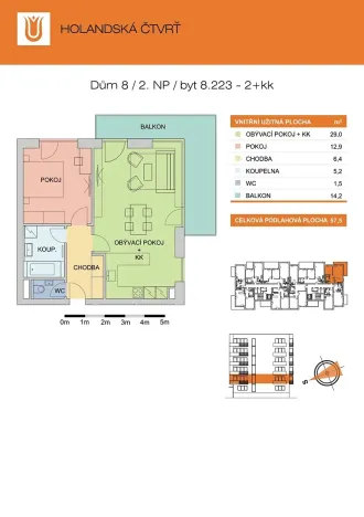 Pronájem bytu 2+kk, Olomouc, Edvarda Beneše, 57 m2