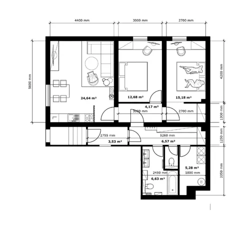 Prodej bytu 3+kk, Černolice, Ke dvoru, 76 m2