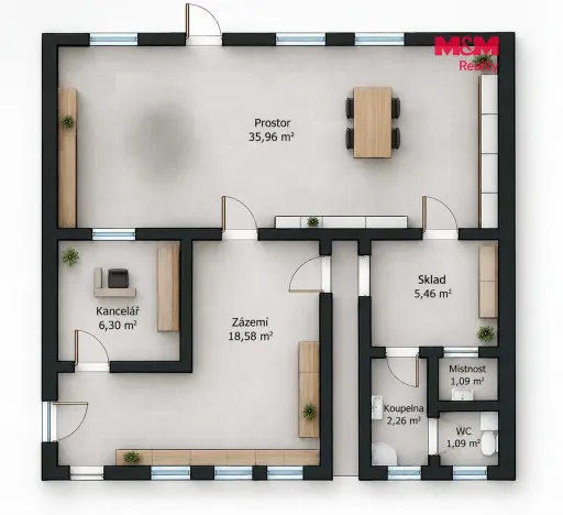 Pronájem obchodního prostoru, Kunžak, Hradecká, 67 m2