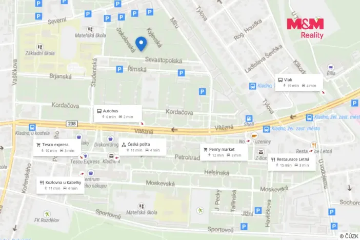 Pronájem bytu 1+1, Kladno, Sevastopolská, 29 m2