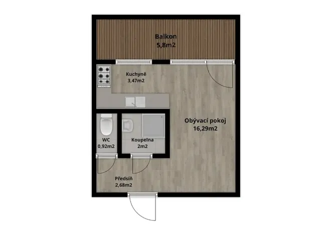 Pronájem bytu 1+kk, Zruč nad Sázavou, Poštovní, 25 m2