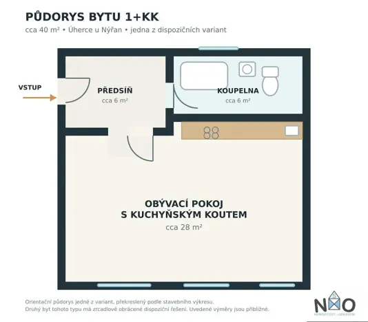 Pronájem bytu 1+kk, Úherce, Hlavní, 39 m2