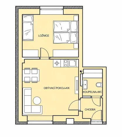 Pronájem bytu 2+kk, Kestřany, 40 m2