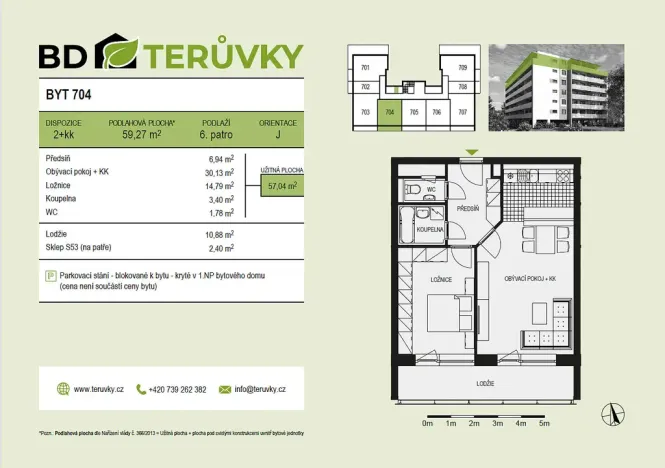 Prodej bytu 2+kk, Třebíč - Horka-Domky, Družstevní, 59 m2