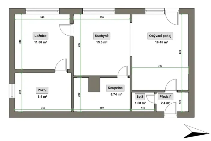 Prodej bytu 3+1, Vsetín, Bratří Hlaviců, 61 m2