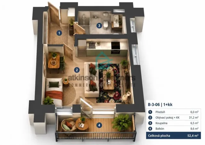 Prodej bytu 1+kk, Hluboká nad Vltavou, 44 m2