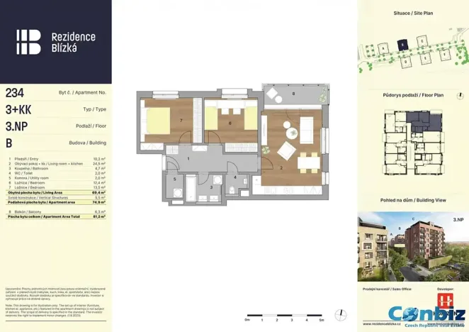 Pronájem bytu 3+kk, Praha - Karlín, Švarcova, 75 m2
