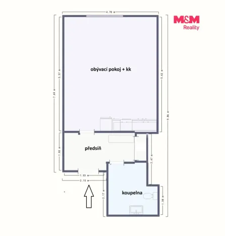 Pronájem bytu 1+kk, Praha - Michle, Hanusova, 38 m2