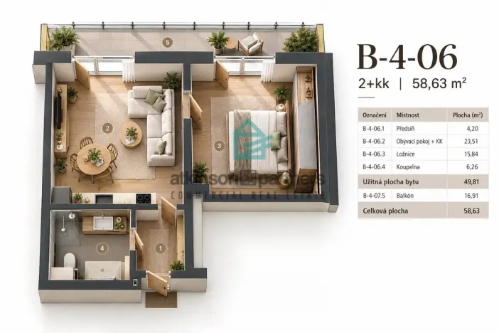 Prodej bytu 2+kk, Hluboká nad Vltavou, 50 m2