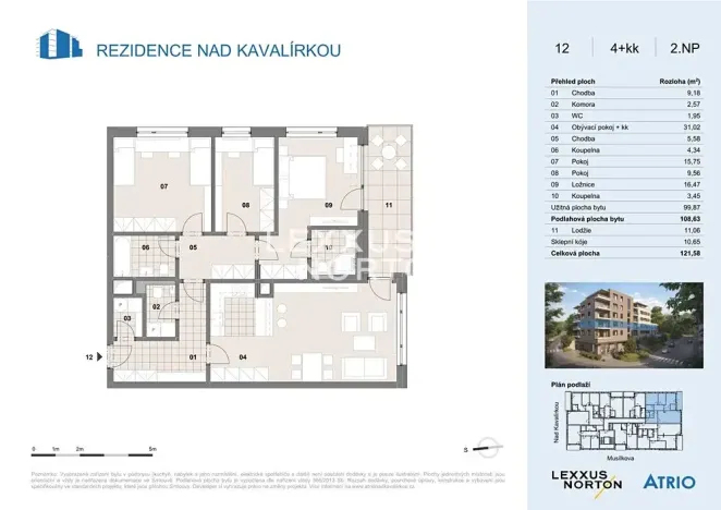 Prodej bytu 4+kk, Praha - Košíře, Nad Kavalírkou, 109 m2