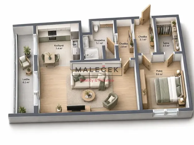 Prodej bytu 2+1, Slaný, Arbesova, 52 m2