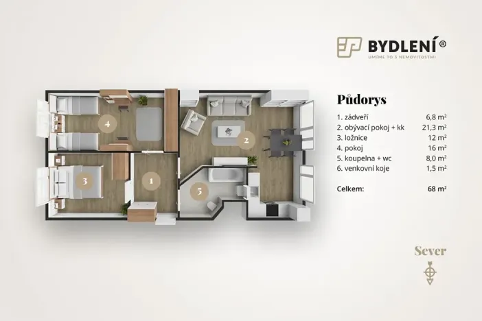 Pronájem bytu 3+1, Most, Javorová, 68 m2