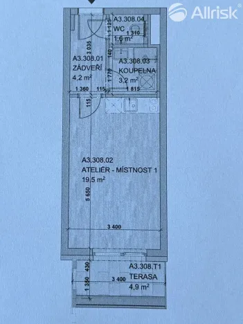 Pronájem bytu 1+kk, Brno, Komárovská, 29 m2