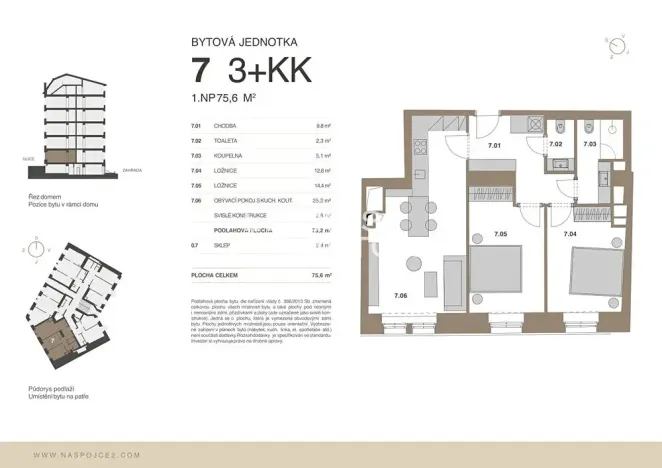 Prodej bytu 3+kk, Praha - Vršovice, Na spojce, 73 m2