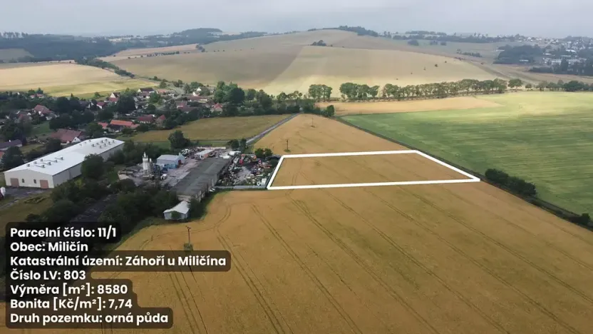 Prodej pole, Miličín, 8580 m2