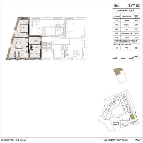 Pronájem bytu 2+kk, Praha - Královice, Ke Tvrzi, 47 m2