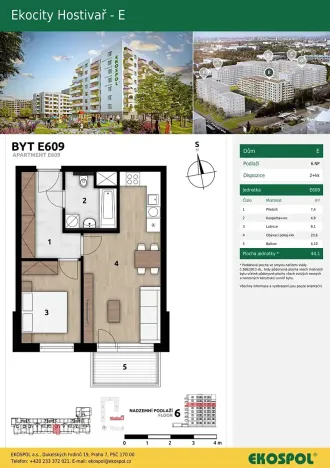 Pronájem bytu 2+kk, Praha - Hostivař, Arnošta Staňka, 44 m2