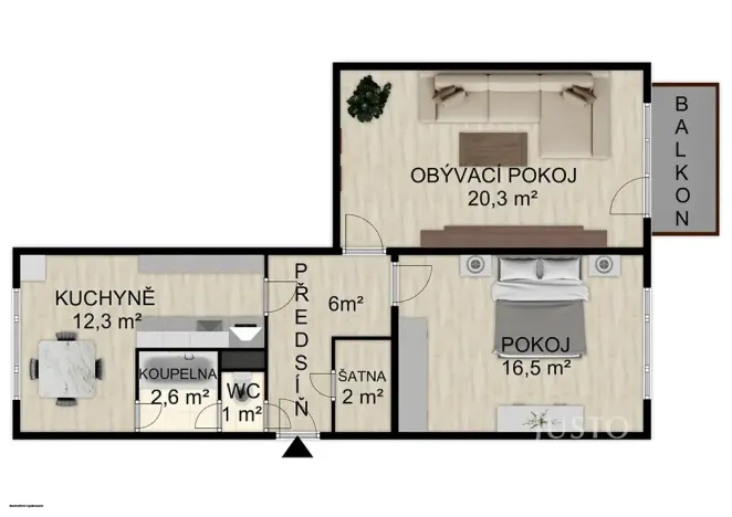 Prodej bytu 2+1, Písek, Harantova, 63 m2