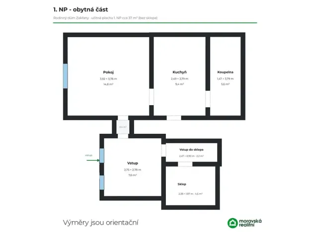 Prodej rodinného domu, Zakřany, 60 m2