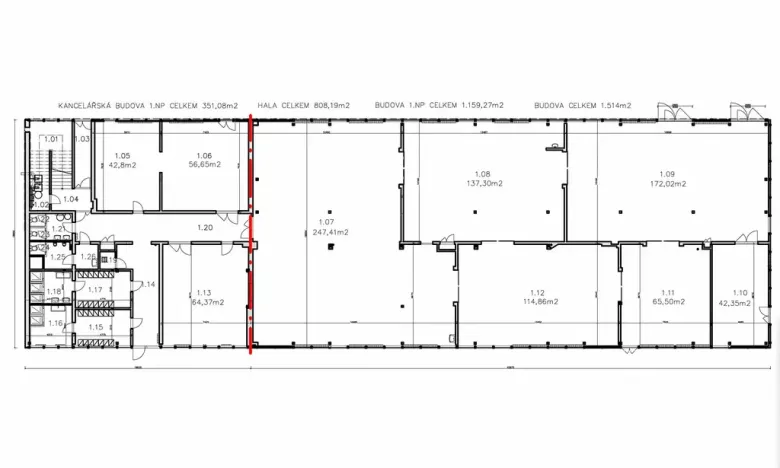 Prodej obchodního prostoru, Brno - Slatina, Hviezdoslavova, 1514 m2