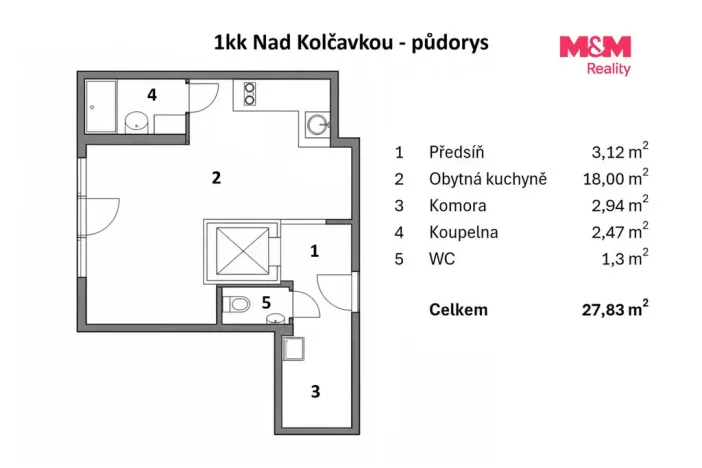 Pronájem bytu 1+kk, Praha - Libeň, Nad Kolčavkou, 28 m2