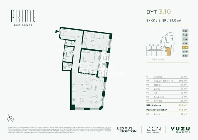 Prodej bytu 3+kk, Praha - Libeň, Primátorská, 75 m2