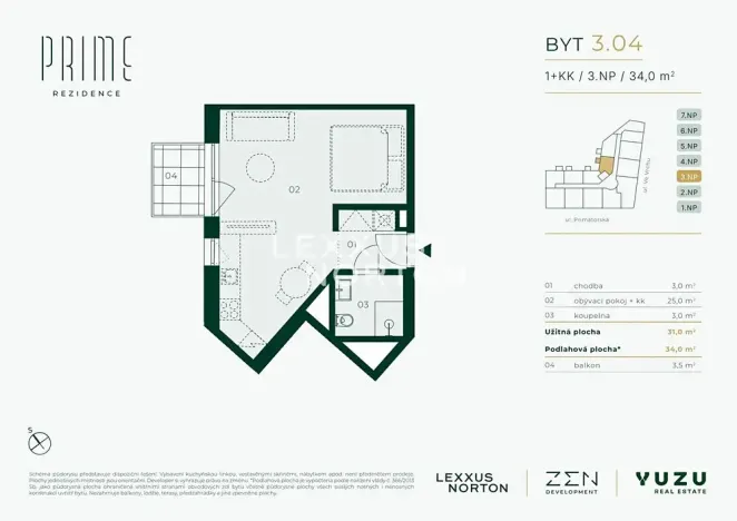 Prodej bytu 1+kk, Praha - Libeň, Primátorská, 31 m2