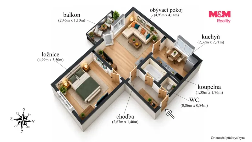 Prodej bytu 2+1, Chomutov, Haškova, 50 m2