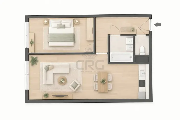 Prodej bytu 2+kk, Libčice nad Vltavou, Pod Saharou, 45 m2