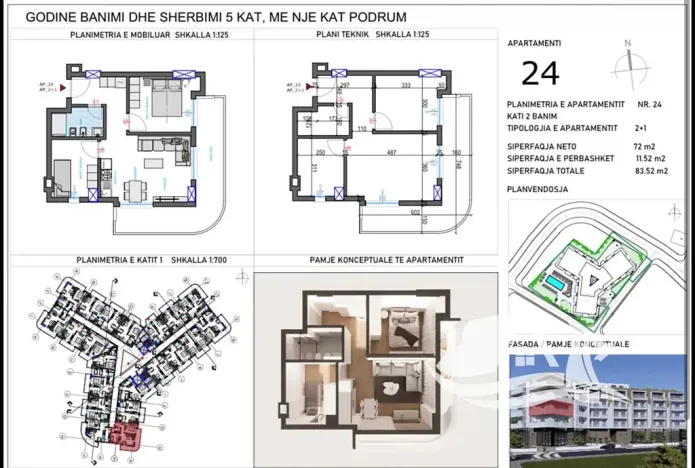 Prodej bytu 3+kk, Qerret, Albánie, 72 m2
