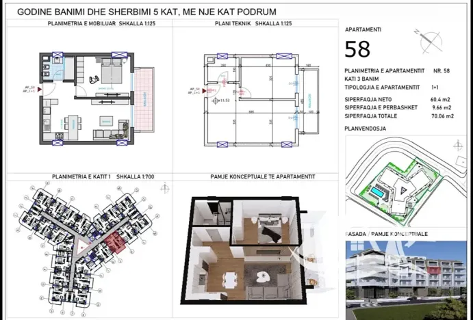 Prodej bytu 2+kk, Qerret, Albánie, 60 m2