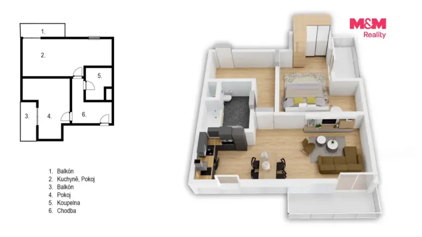 Pronájem bytu 2+kk, Pardubice - Ohrazenice, U Sportovní školy, 51 m2