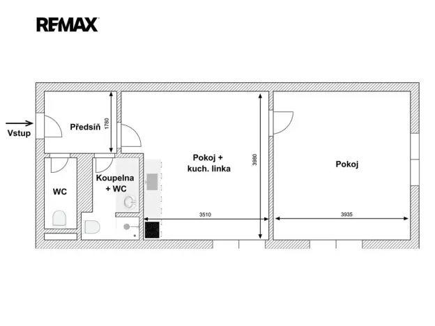 Pronájem bytu 2+kk, Praha - Podolí, Na hřebenech I, 38 m2