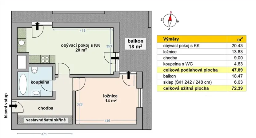 Prodej bytu 2+kk, Praha - Malešice, Nad úžlabinou, 48 m2