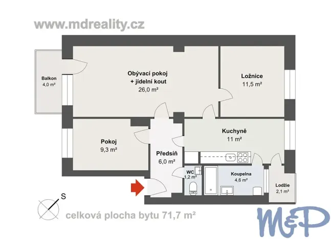 Pronájem bytu 3+1, Jihlava, Brtnická, 73 m2