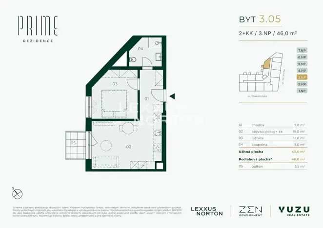 Prodej bytu 2+kk, Praha - Libeň, Primátorská, 46 m2