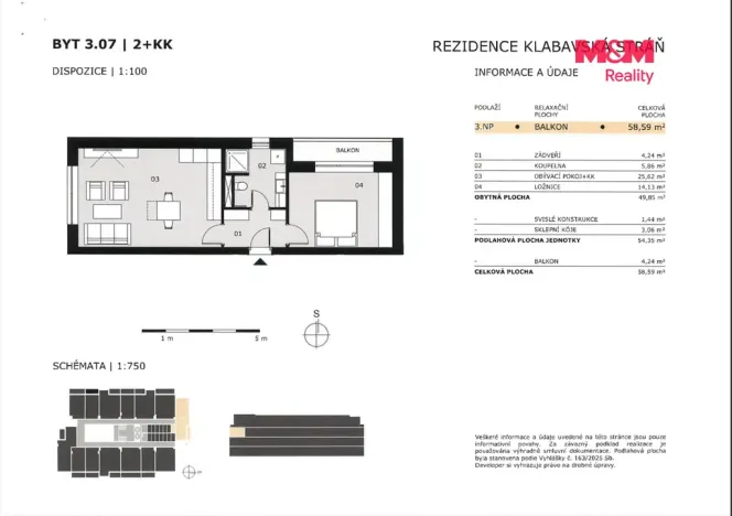 Prodej bytu 2+kk, Rokycany - Plzeňské Předměstí, Litohlavská, 50 m2