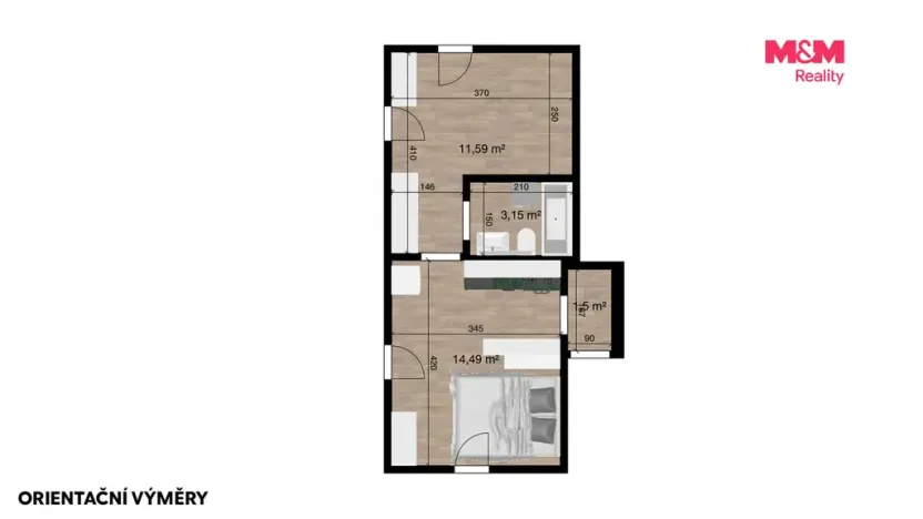 Pronájem bytu 2+kk, Jablonec nad Nisou - Mšeno nad Nisou, U Přehrady, 33 m2