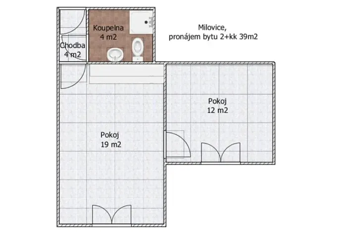 Pronájem bytu 2+kk, Milovice, Slepá, 39 m2
