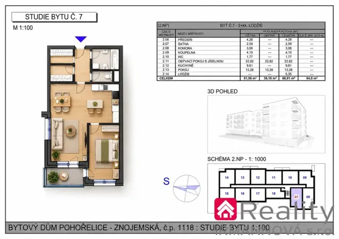Prodej bytu 2+kk, Pohořelice, Znojemská, 61 m2