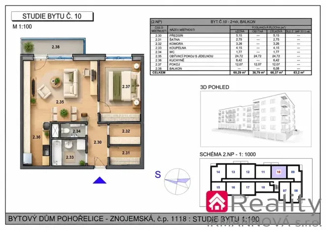 Prodej bytu 2+kk, Pohořelice, Znojemská, 60 m2