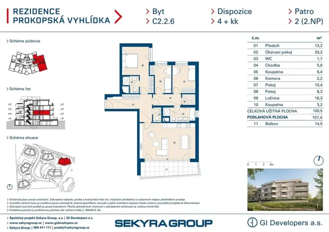 Prodej bytu 4+kk, Praha - Jinonice, Radlická, 101 m2