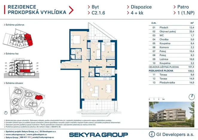 Prodej bytu 4+kk, Praha - Jinonice, Radlická, 101 m2